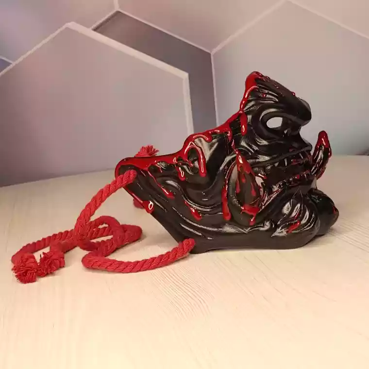 Japanese Samurai BLACK BLOODY Half Mask | Free Shipping