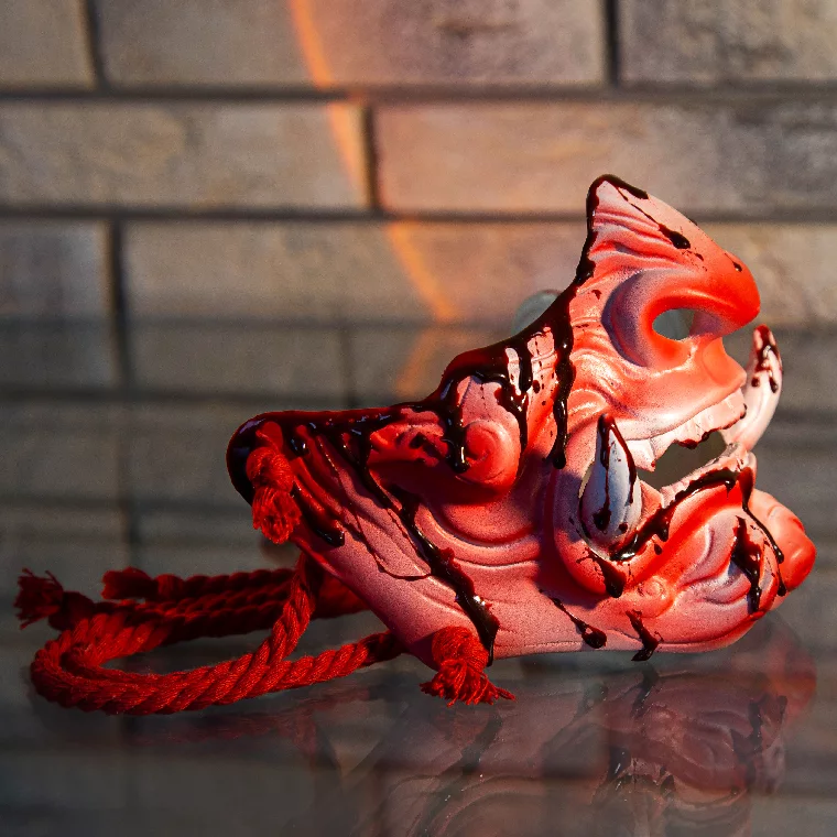 Japanese Samurai RED BLOOD Half Mask | Free Shipping
