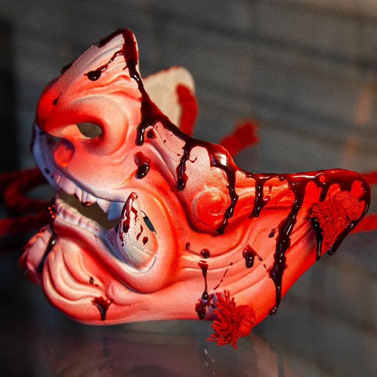 Japanese Samurai RED BLOOD Half Mask | Free Shipping