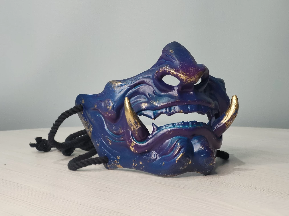 Japanese Samurai VIOLET BLUE Half Mask | Free Shipping