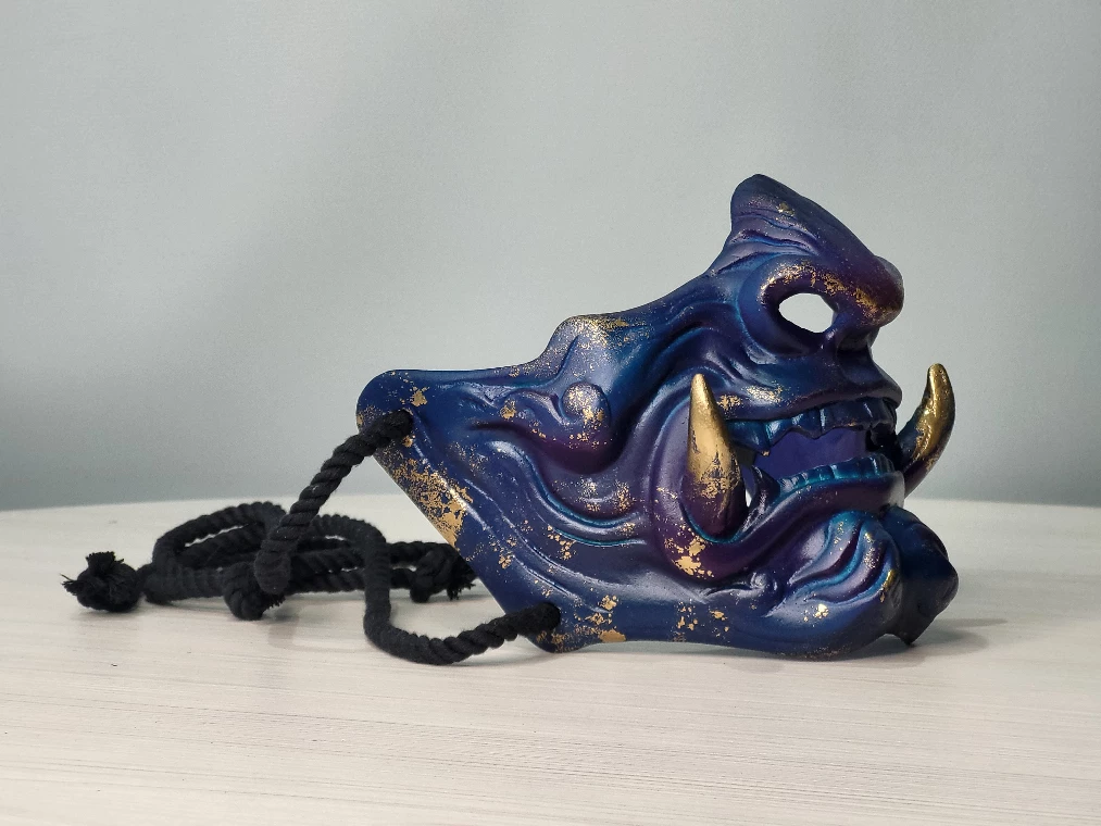 Japanese Samurai VIOLET BLUE Half Mask | Free Shipping