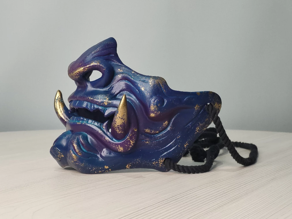 Japanese Samurai VIOLET BLUE Half Mask | Free Shipping