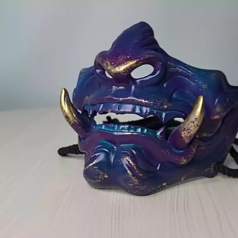 Japanese Samurai VIOLET BLUE Half Mask | Free Shipping